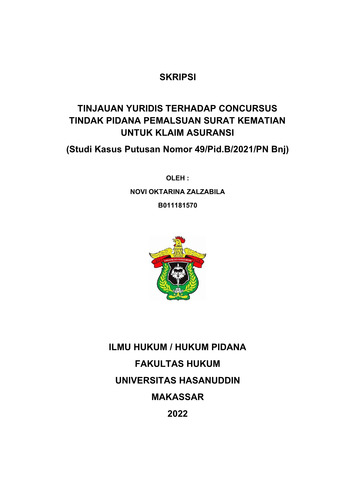 TINJAUAN YURIDIS TERHADAP CONCURSUS TINDAK PIDANA PEMALSUAN SURAT ...